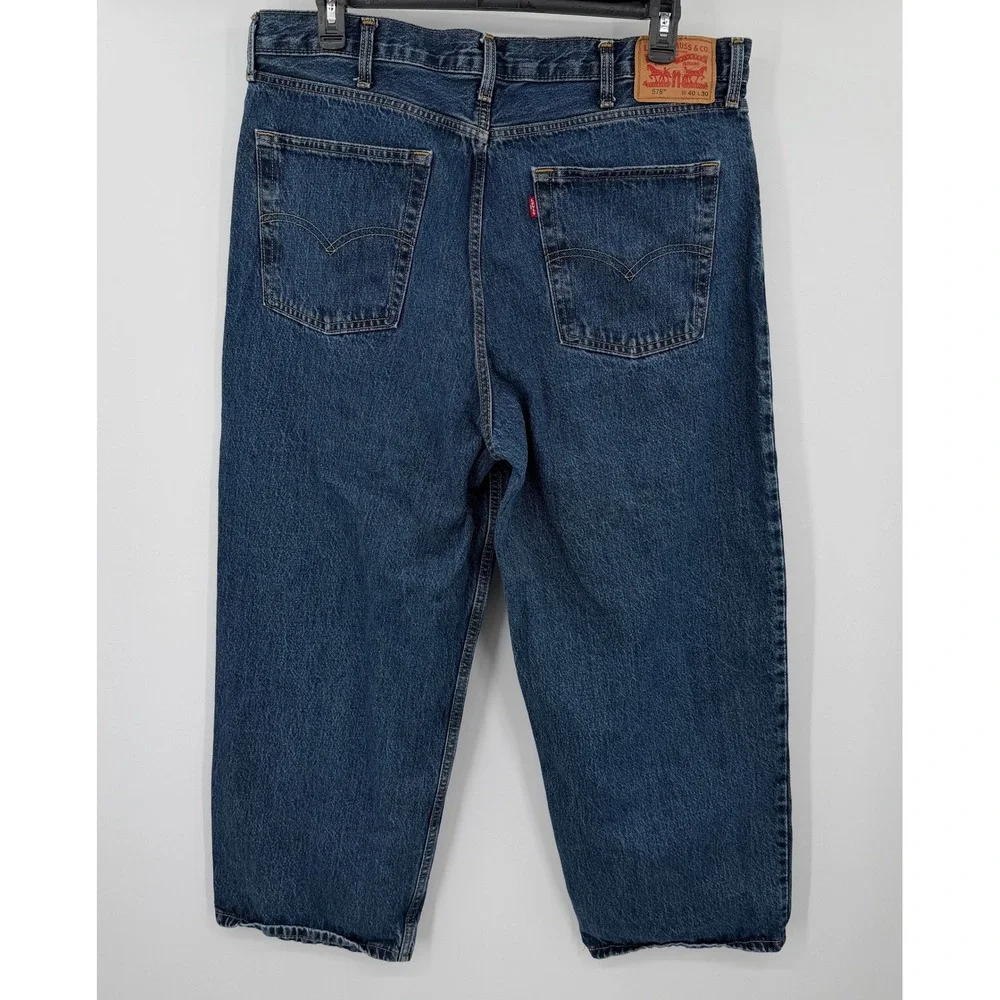 Levis 578 Loose Fit Jeans Mens 40x29 Dark Wash Baggy Wide Leg Denim Blue